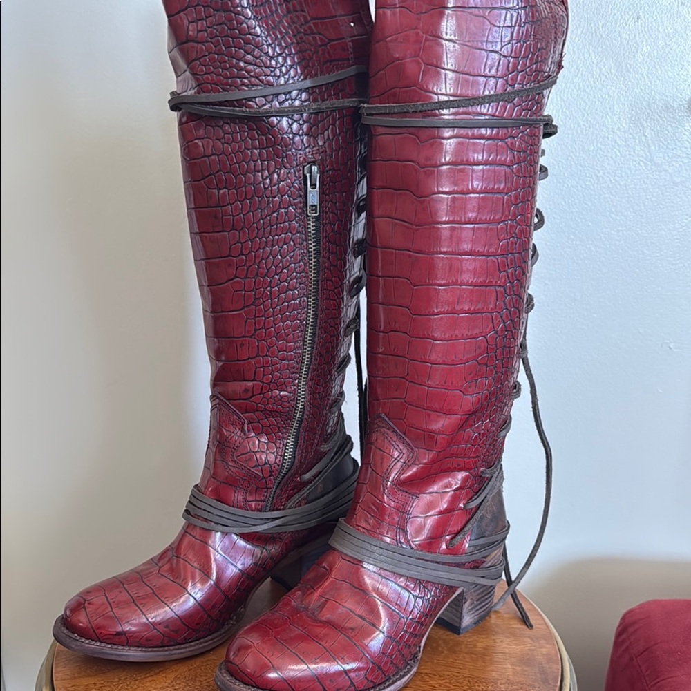 Freebird Red Over the Knee Boots